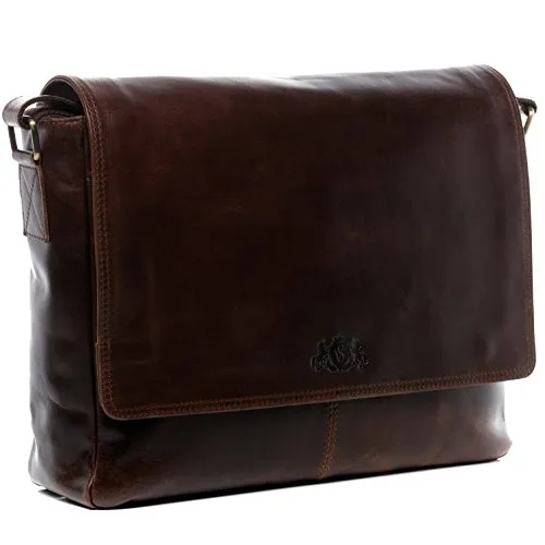SID & VAIN große Laptoptasche Messenger Bag echt Leder - 15 Zoll Laptop Business-Tasche Spencer - Umhängetasche mit extra Laptop-Hülle - Ledertasche Herren Damen braun handgefertigt
