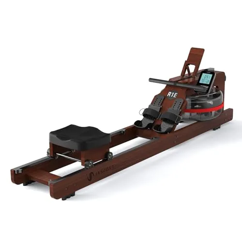 JASPORT R1E Wasserrudergerät aus Eiche mit 28L Wassertank und Bluetooth - Elegantes Rudergerät aus massiver Eiche mit 28L Wassertank für realistischen Wasserwiderstand. Ergonomisches Design, leise im Betrieb und ideal für ein effektives Ganzkörpertraining bis 150 kg. Perfekt für Ihr Zuhause!