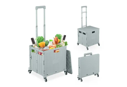 Einkaufstrolley klappbar in grau von Relaxdays