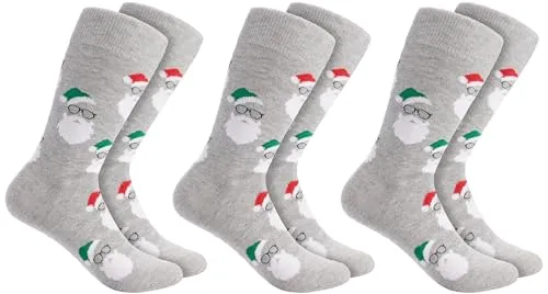 BRUBAKER 3 Paar Weihnachtssocken für Damen und Herren - Weihnachtsmannbärte - Baumwolle Socken Weihnachten - Größe 41-45