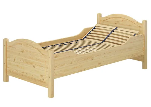 ERST-HOLZ Massivholzbett Holzbett 90 x 220 cm Seniorenbett Extra Hoch Kiefer Einzelbett, Kiefer farblos lackiert