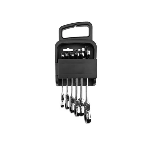 Toolland RATSCHEN-RING-MAULSCHLÜSSEL-SATZ 8-15 mm - 6-tlg. - Gabelschlüssel Set mit Gelenk, ideal für präzises Arbeiten in engen Räumen, hergestellt in Deutschland.