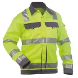 Dusseldorf Warnschutz Arbeitsjacke - Neongelb/Zementgrau, Größe M - Arbeits- & Schutzkleidung mit verstellbaren Ärmeln und reflektierenden Streifen für optimale Sichtbarkeit und Sicherheit bei der Arbeit.