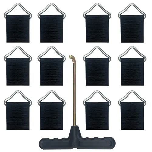 Stück Trampolin Dreieckschnalle Trampolinfedern Trampolinmatte Dreiecksringe V-Ring Schnalle Gurtband Trampolin Zubehör mit Trampolinwerkzeug Federzug T-Haken 12