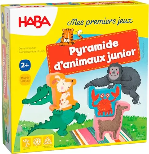 HABA - Meine ersten Spiele – Tierpyramide Junior – Gesellschaftsspiel – Geschicklichkeitsspiel und Stapelspiel – 2 Jahre und mehr – 306070