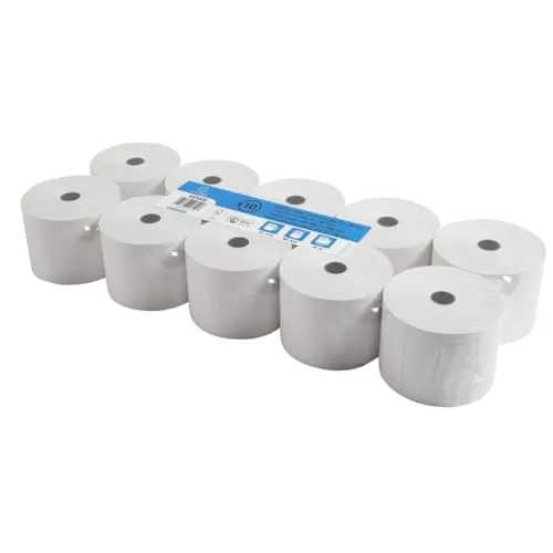 Exacompta 40340E 10er Pack Thermopapierrollen 1-lagig, Breite: 57mm, Länge 76m, Durchmesser Kern: 12mm 55g/m² Thermorolle für Kassen Kassenrolle und Waagen