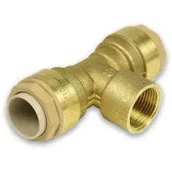 Messing Steckfitting T-Stück mit Innengewinde für Kupferrohr, verschiedene Größen (Ausführung: 22 - 3/4''IG - 22)