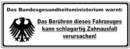 Aufkleberset 2 Stück: Das Berühren dieses Fahrzeugs kann Zahnausfall verursachen Sticker Auto Motorrad LKW ca. 10x4 cm