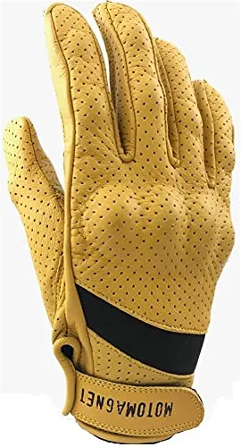 MOTOMAGNET Motorradhandschuhe Scrambler gelb braun, S