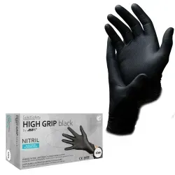 SolidSafety HIGH GRIP Nitrilhandschuhe, puderfrei, schwarz 081312-XXL , 1 Packung = 100 Stück, Größe XXL