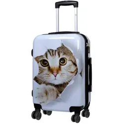 Polycarbonat Handgepäck Reisekoffer Katze Weiß 55 cm in weiß von Monopol