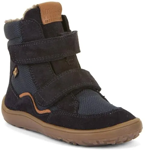 froddo Schlupf-, Klett-, Reißverschlussstiefel J Gr.34, Blau - Stiefel für Jungen mit Obermaterial aus Wolle für ein angenehmes Barfußgefühl und extra flexibler Laufsohle, ideal für die Freizeit.