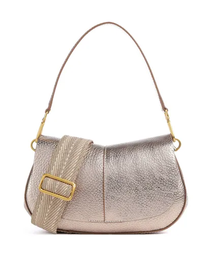 GIANNI CHIARINI Helena Round Shoulder Bag in Roségold - Elegante Damen-Schultertasche für Freizeit, aus hochwertigem Rindsleder. Verstellbarer Tragegurt und glänzende Oberfläche sorgen für einen stilvollen Auftritt.