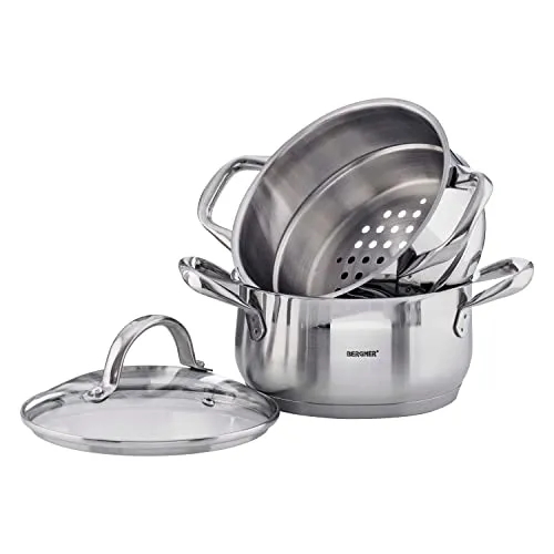 Produktbild Bergner Induktion Dampfgarer Kochtopf mit Glasdeckel 2,2 Liter BG-6521