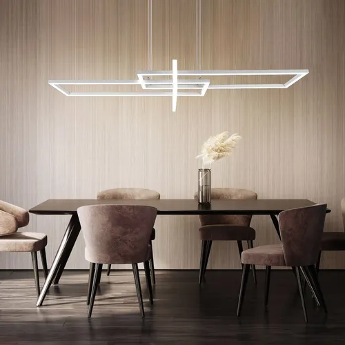 Moderne LED Hängeleuchte für Esstisch mit Switch Dimmer - Stilvolle Pendelleuchte für das Esszimmer, dimmbar mit Switch Dimmer für individuelle Lichtstimmungen. Elegantes Design in weiß matt, ideal für moderne Wohnräume.