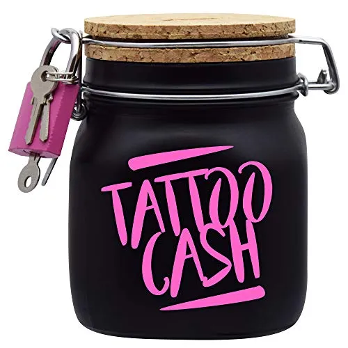Spardose Tattoo Cash Pink - Geldgeschenk für jeden Anlass - Sparbüchse in Handarbeit, 0,75 Liter Volumen, individuell beschriftbar und perfekt als Geschenkidee für Mädchen und Jungen. Schneller Versand und Personalisierung möglich!