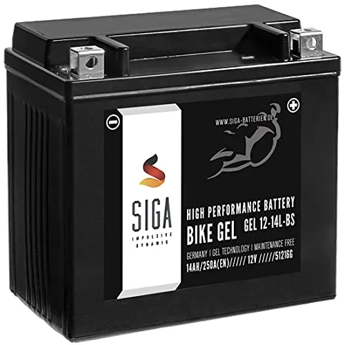 Produktbild SIGA GEL Motorradbatterie 12V 14Ah 250A/EN Batterie YTX14L-BS GTX14L-BS GEL12-14L-BS 65958-04A HVT3
