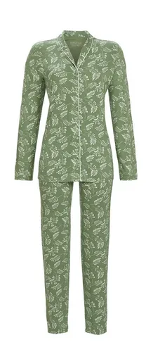 Ringella Pyjama - Schlafanzug durchgeknöpft mit Schalrevers abstraktes Blätterdessin