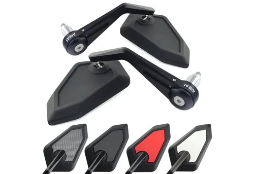 Area1 Motorradspiegel Lenkerenden Set (Rechts+Links) - Schwarze Motorradspiegel aus robustem Kunststoff und Metall, ideal für eine präzise Sicht und sichere Fahrten, stvzo-konform.