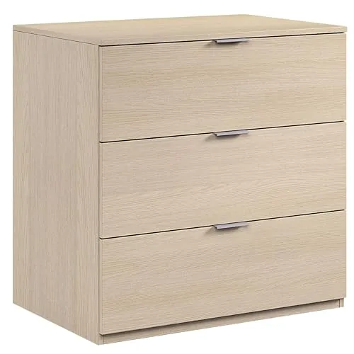 Eichenfarbene Kommode mit 3 Schubladen - Kommode & Sideboards mit 3 geräumigen Schubladen, ideal für stilvolle Aufbewahrung und langlebig dank stoß- und kratzfestem Laminat.