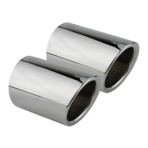 L&P A286 2 Auspuffblenden Auspuffblende Edelstahl spiegel poliert Chrom Plug&Play Endrohrblenden Endrohrblende Auspuff Blende Endrohr Endrohre