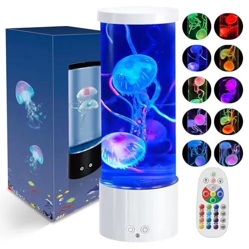 AONESY LED Quallen Lampe mit 17 Farben – Beruhigende Lavalampe für Kinder