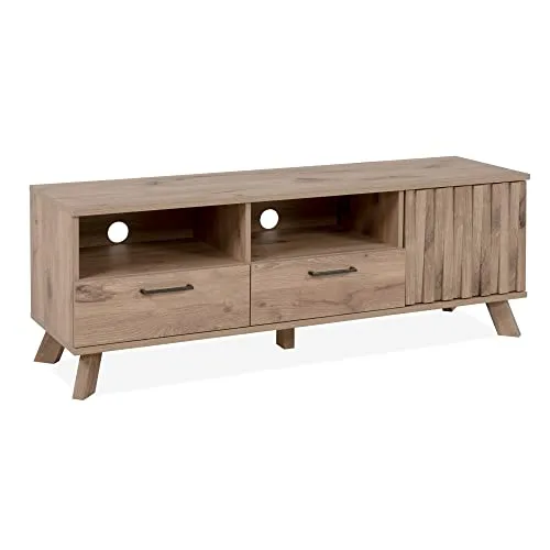 Mid.you Lowboard aus Eiche mit Metall, 2 Schubladen, 140x50x40 cm - TV-Halterungen: Stilvolles Lowboard mit Kabeldurchlass für eine ordentliche Kabelführung und ideal für dein Wohnzimmer.