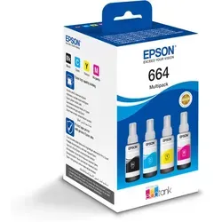 Epson Ink 664 EcoTank CMYK (C13T66464A) - 4er-Pack Tintenbehälter in Schwarz, Magenta, Cyan, Gelb, original und kompatibel mit zahlreichen Epson Druckern