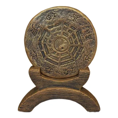 Gartenfigur Chinesisches Gartenhoroskop Yin und Yang in gold von gartendekoparadies