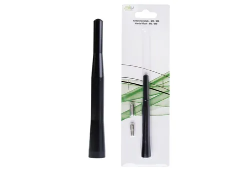 AIV Kurz Antennen-Stab 11cm M5 M6 Universal Autoradio-Ersatzantennenstab (AM,FM,UKW,Radio), Kurzstab-Antenne, M5/M6-Gewinde Adapter, für AM FM UKW Auto-Radio