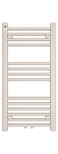 MERT Badheizkörper 400*800 mm - Mittelanschluss - Heizkörper für Badezimmer, Farbe Verkehrsweiß RAL 9016, hohe Wärmeleistung und geeignet für verschiedene Heizsysteme, inklusive Wandhalterungen.