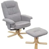 Relaxsessel H56, Fernsehsessel mit Hocker, hellgrau - Fernseh- & Relaxsessel mit extraweicher Polsterung und 360° Drehfunktion. Inkl. gepolstertem Fußhocker und praktischer Seitentasche für Fernbedienungen. Ideal für höchsten Komfort und Stabilität.