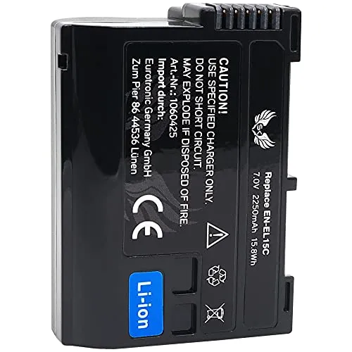 SK Akku kompatibel mit Nikon EN-EL15 < 2250mAh > EN-EL15c EN-EL15b EN-EL15a für Nikon < Z8 Z7 II Z6 II Z5 Zf > D600 D800 D850 D7200 D7500-1 V1
