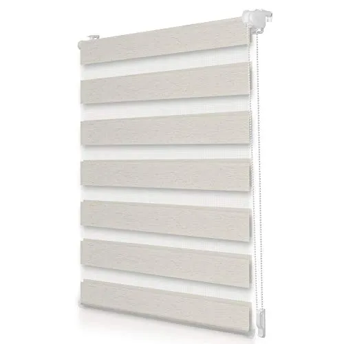 ROOMY Duo-Rollo Doppelrollo Klemmfix, ohne Bohren, Blickdicht, mit Montageschiene Sichtschutz Sonnenschutz Natur, 60 cm x 150 cm (B x L)