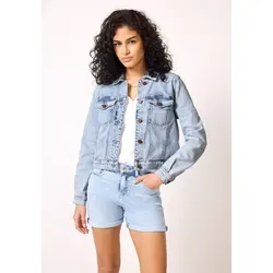 Street One Studio Damen F212728 Jeansjacke im Bleached-Look - Funktionsjacke im Ultrableached wash, leicht und bequem mit Hemdkragen, Knopfleiste und Brusttaschen, ideal für lässige Styles.