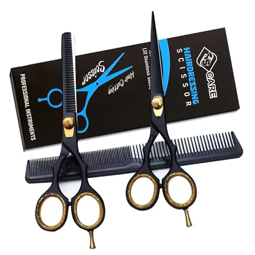 Professionelle Friseurschere, japanische Edelstahl-Salonschere – 16,5 cm – Feinjustierbare Spannschraube – Premium-Schere zum Haarschneiden (Set (6.5