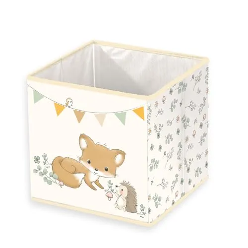 Herding babybest Aufbewahrungsbox Waldfreunde, ca. 30 x 30 x 30 cm, Aufbewahrung im Regal oder freistehend, 100% Polypropylen, Innen 100% Papier