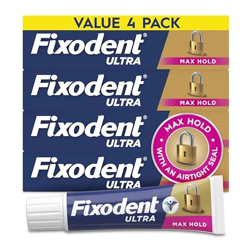 Fixodent Ultra Max Hold Prothesen-Klebecreme, 62,4 g (4 Stück)
