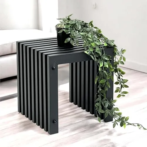 DanDiBo Beistelltisch Lamellenhocker Metall Schwarz