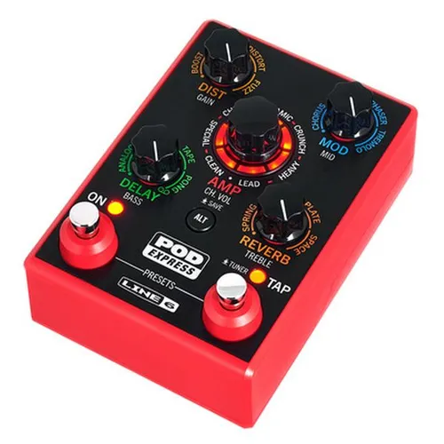 Line 6 POD Express Guitar - Effektgerät für Gitarre & Bass mit HX-Prozessorqualität, 7 Amps, 17 Effekten und kompakter Bauweise – ideal für Musiker unterwegs!