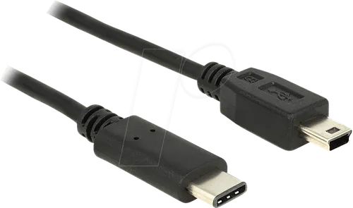 DELOCK Kabel USB Type-C 2.0 - 1,0 m schwarz, ideal für den Anschluss von Mini-B Geräten
