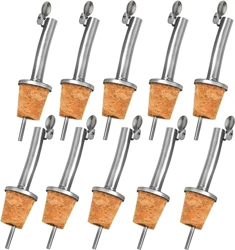 Layba Ausgießer für Flaschen, Öl Essig Spender, Flaschenausgießer mit Deckel aus hochwertigem Edelstahl. Korken Flaschenausgießer Spirituosen mit Schutzkappe, präzise Dosierung x10