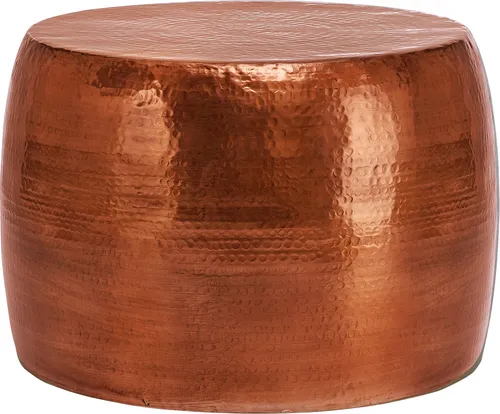WOMO-DESIGN Couchtisch rund Ø 59x41cm aus Aluminium - Eleganter Couchtisch in Kupfer mit handgefertigtem Hammerschlag-Design, ideal für einen authentischen orientalischen Look in Ihrem Wohnraum.