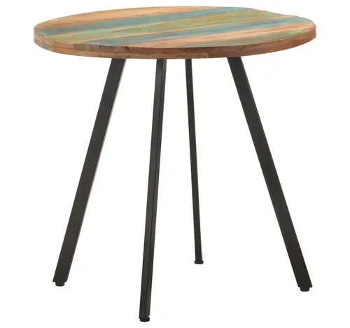furnicato Esstisch Industrieller 80 x 75 cm aus Massivholz - Industrieller Esstisch aus recyceltem Massivholz für ein einzigartiges Ambiente. Mit stabilen, schwarz pulverbeschichteten Eisenbeinen ist er ideal für dein Esszimmer oder die Küche.
