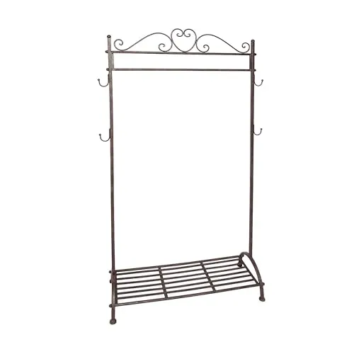 DESIGN DELIGHTS Vintage Kleiderständer - Nostalgischer Kleiderständer mit Schuhablage, 158 x 81 cm, ideal für Schlafzimmer oder Flur und sorgt für stilvolle Ordnung.