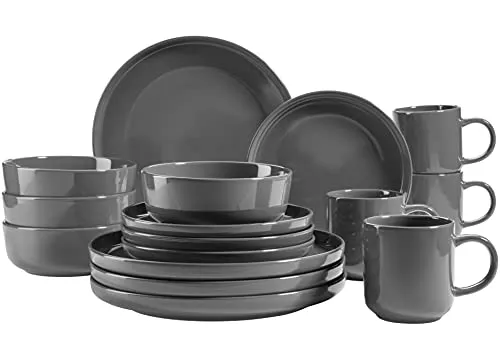 MÄSER Kombiservice Geschirr-Set Alenia, 16-tlg für 4 Personen - Kombiservice aus glänzendem Steinzeug, ideal für den täglichen Gebrauch und spülmaschinengeeignet. Perfekt für stilvolle Mahlzeiten mit Familie und Freunden.