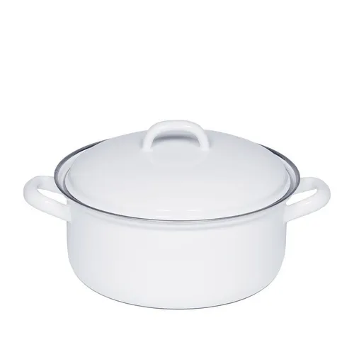 Riess Kasserolle Classic Weiss - 22 cm, emaillierter Stahl - Kasserollen aus emailliertem Stahl, ideal für energiesparendes Kochen mit schnitt- und kratzfester Oberfläche, geeignet für alle Herdarten.