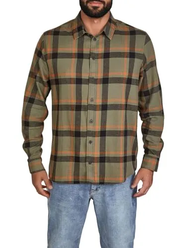 DENIMFY Flanellhemd DFDean Herren langarm kariert Regular Fit - Herren-Freizeithemden im Holzfäller-Look, aus 100% Baumwolle für hohen Tragekomfort, vielseitig kombinierbar und ideal für Job, Freizeit oder Urlaub.