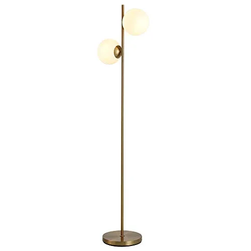 HOMCOM Stehlampe mit 2-teiligem Glas-Lampenschirm in gold von HOMCOM