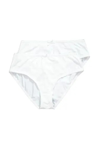 Ulla Popken Damen große Größen Übergrößen Plus Size Midi-Slips, 2er-Pack, Mikrofaser schneeweiß 54+ 781658200-54+